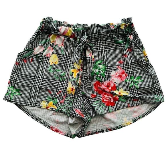 LA Gypsy Multicolor Plaid Floral Shorts Women’s Medium - Picture 1 of 6